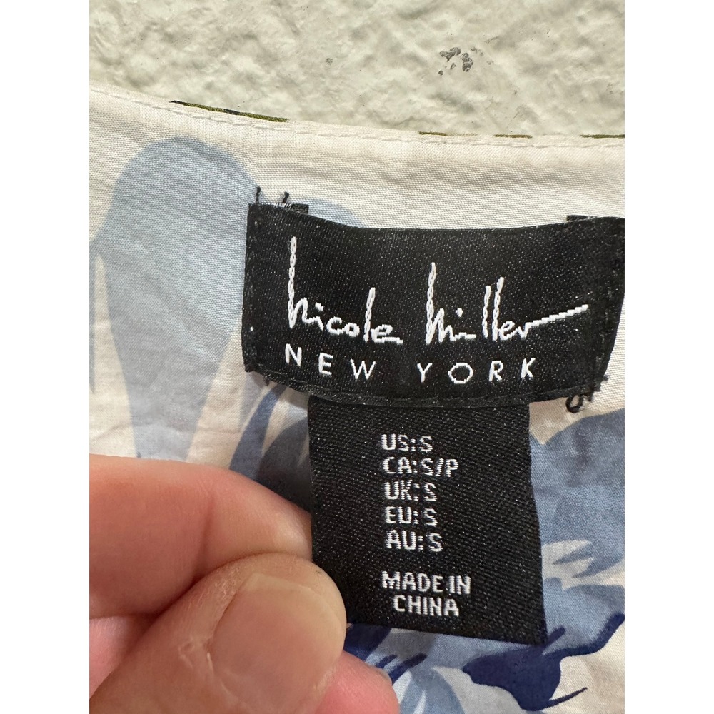 Nicole Miller New York Floral Cotton Maxi Dress Blue Yellow Smocked Waist Small - Picture 3 of 9